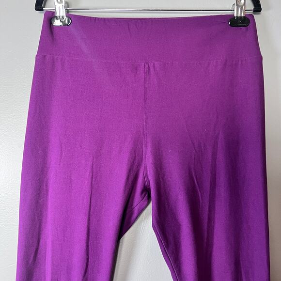 LULAROE Tall & Curvy Leggings Women’s Purple Solid Soft Stretch Pants One Size - Picture 4 of 6